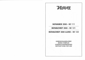 Bruksanvisning Nova MI 121 Novachef 200 Stavmixer