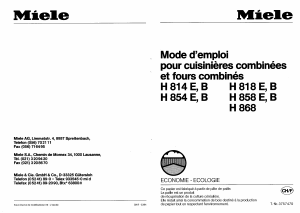 Mode d’emploi Miele H 868 Four