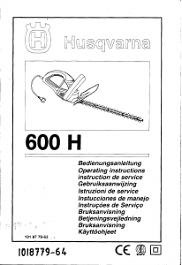 Manual de uso Husqvarna 600H Tijeras cortasetos