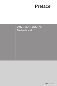 Mode d’emploi MSI Z87-G45 GAMING Carte mère