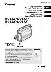 Mode d’emploi Canon MV960 Caméscope