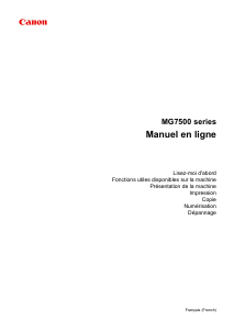 Mode d’emploi Canon Pixma MG7750 Imprimante multifonction