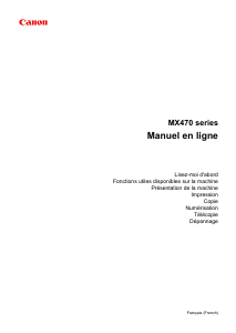 Mode d’emploi Canon Pixma MX475 Imprimante multifonction
