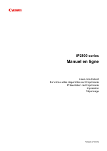 Mode d’emploi Canon Pixma iP2850 Imprimante