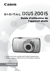 Mode d’emploi Canon IXUS 200 IS Appareil photo numérique