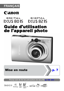 Mode d’emploi Canon IXUS 82 IS Appareil photo numérique
