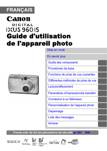 Mode d’emploi Canon IXUS 960 IS Appareil photo numérique