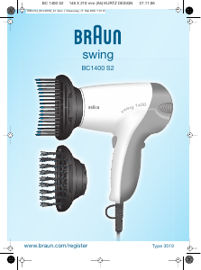Hướng dẫn sử dụng Braun BC Swing 1400 S2 Máy sấy tóc
