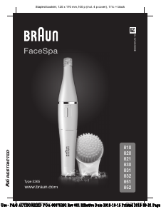 Руководство Braun 852 Щетка для чистки лица