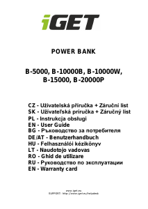 Manuál iGet B-20000P Přenosná nabíječka