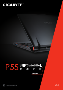 Mode d’emploi Gigabyte P55K Ordinateur portable