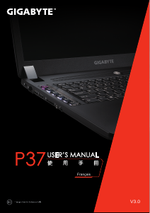 Mode d’emploi Gigabyte P37W Ordinateur portable