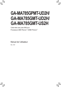 Mode d’emploi Gigabyte GA-MA785GMT-US2H Carte mère