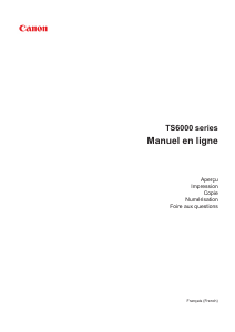 Mode d’emploi Canon Pixma TS6051 Imprimante multifonction