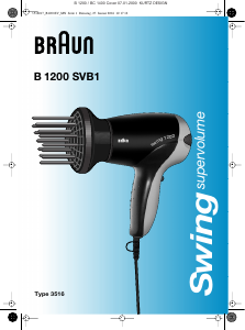 Manual Braun B 1200 SVB1 Swing Secador de cabelo