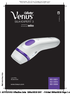 Bruksanvisning Braun BD 3006 Gilette Venus Silk-Expert 3 IPL-apparat