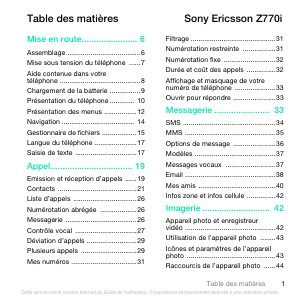 Mode d’emploi Sony Ericsson Z770i Téléphone portable