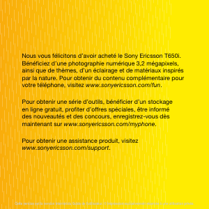 Mode d’emploi Sony Ericsson T650i Téléphone portable