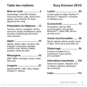 Mode d’emploi Sony Ericsson Z610i Téléphone portable