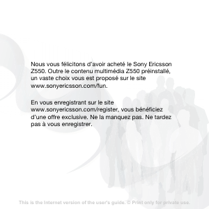Mode d’emploi Sony Ericsson Z550 Téléphone portable