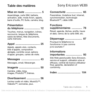 Mode d’emploi Sony Ericsson V630i Téléphone portable