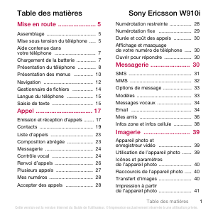 Mode d’emploi Sony Ericsson W910i Téléphone portable