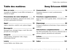 Mode d’emploi Sony Ericsson K500 Téléphone portable