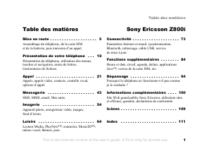 Mode d’emploi Sony Ericsson Z800i Téléphone portable