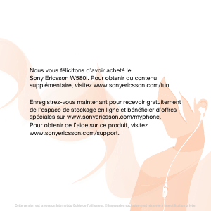 Mode d’emploi Sony Ericsson W580i Téléphone portable
