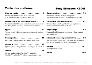 Mode d’emploi Sony Ericsson K600i Téléphone portable