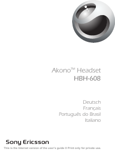 Bruksanvisning Sony Ericsson HBH-608 Akono Headset