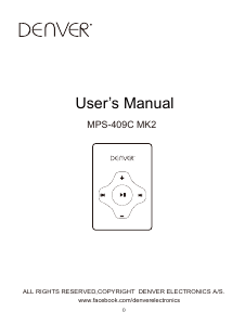 Mode d’emploi Denver MPS-409C MK2 Lecteur Mp3