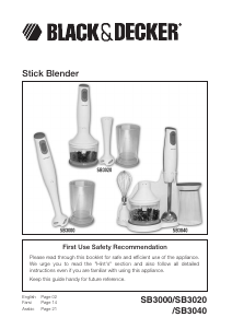 Bruksanvisning Black and Decker SB3000 Stavmixer
