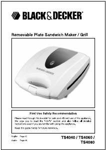 Bruksanvisning Black and Decker TS4060 Smörgåsgrill