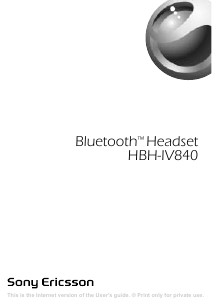 Priručnik Sony Ericsson HBH-IV840 Naglavna slušalica sa mikrofonom