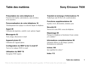 Mode d’emploi Sony Ericsson T630 Téléphone portable