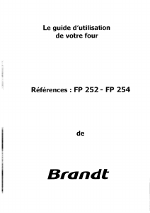 Mode d’emploi Brandt FP254WF1 Four