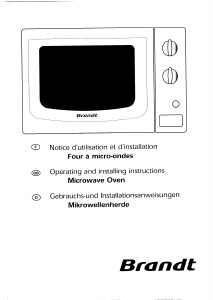 Mode d’emploi Brandt MEE51B1E Micro-onde