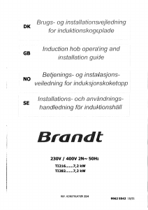 Brugsanvisning Brandt TI216BN1 Kogesektion