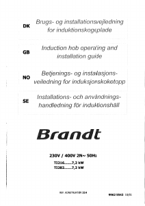 Handleiding Brandt TI282XT1 Kookplaat