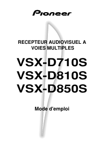Mode d’emploi Pioneer VSX-D850S Récepteur