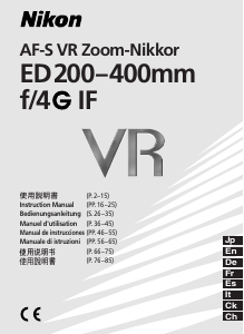 Bedienungsanleitung Nikon Nikkor ED 200-400mm f/4G IF Objektiv