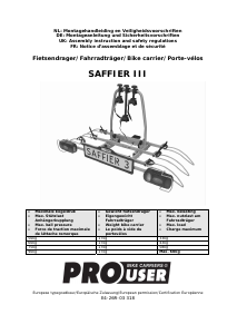 Handleiding Pro User Saffier III Fietsendrager