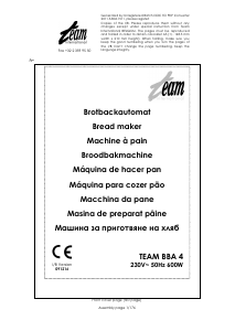 Manual Team BBA 4 Bread Maker