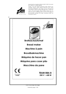 Mode d’emploi Team BBA 8 Machine à pain