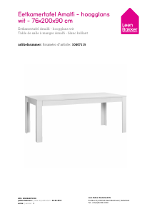 Руководство Leen Bakker Amalfi (76x200x90) Обеденный стол