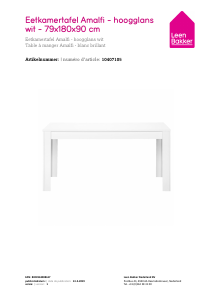 Руководство Leen Bakker Amalfi (79x180x90) Обеденный стол