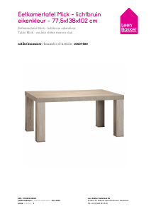 Instrukcja Leen Bakker Mick (78x138x102) Stół