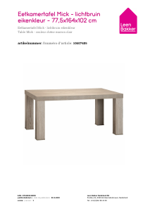 Instrukcja Leen Bakker Mick (78x164x102) Stół