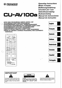 Manual Pioneer CU-AV100a Remote Control